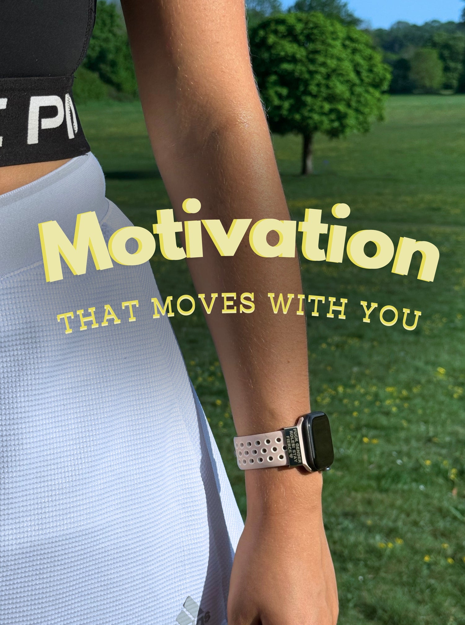 Close-up of personalised watch charm for fitness motivation